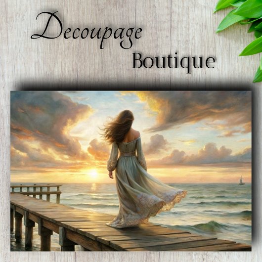 Ocean Dreams Romantic Seascape @ Sunset Decoupage Seidenpapier