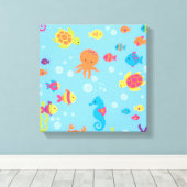 Ocean Dreams Turtle and Fish Canvas Print Leinwanddruck (Insitu (Holzboden))