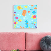 Ocean Dreams Turtle and Fish Canvas Print Leinwanddruck (Insitu (Wohnzimmer))