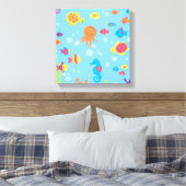 Ocean Dreams Turtle and Fish Canvas Print Leinwanddruck (Insitu (Schlafzimmer))