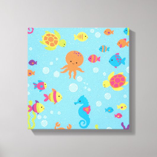 Ocean Dreams Turtle and Fish Canvas Print Leinwanddruck (Vorderseite)