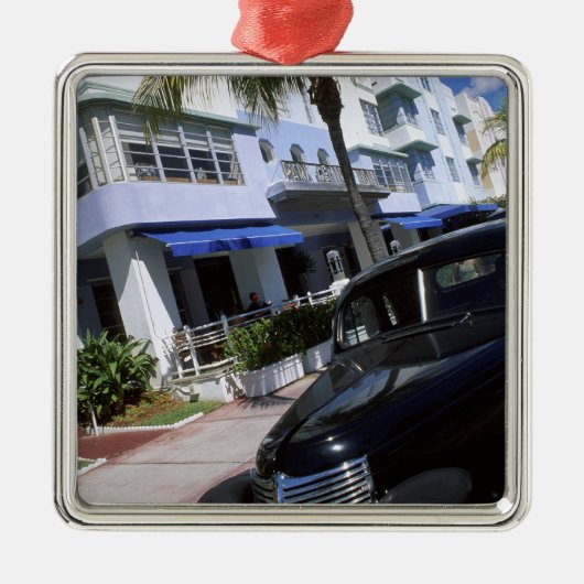 Ocean Drive, Miami Beach Florida Silbernes Ornament (Vorne)