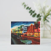 Ocean Drive Miami mit Minze Cadillac Postkarte (Stehend Vorderseite)