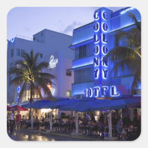 Ocean Drive, South Beach, Miami Beach, 2 Quadratischer Aufkleber