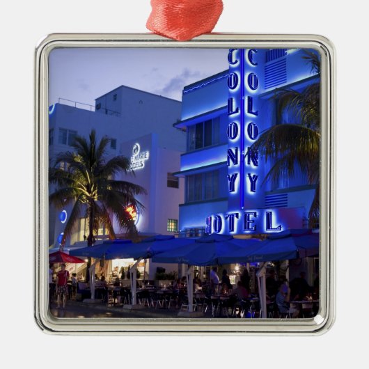 Ocean Drive, South Beach, Miami Beach, 2 Silbernes Ornament (Vorne)