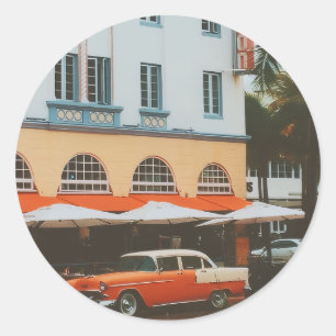 Ocean Drive, South Beach, Miami Runder Aufkleber