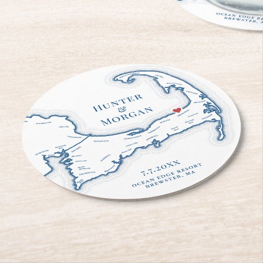 Ocean Edge Brewster MA Cape Cod Wedding Runder Pappuntersetzer (Angewinkelt)