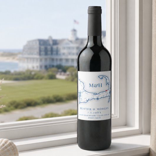 Ocean Edge Resort Hochzeit Cape Cod Karte Weinetikett