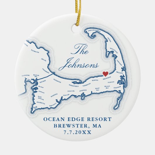 Ocean Edge Resort Wedding Foto Erstes Weihnachtsfe Keramik Ornament (Vorne)