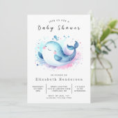 Ocean Editable Whale Baby Dusche Einladung (Stehend Vorderseite)