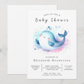 Ocean Editable Whale Baby Dusche Einladung (Vorne/Hinten)