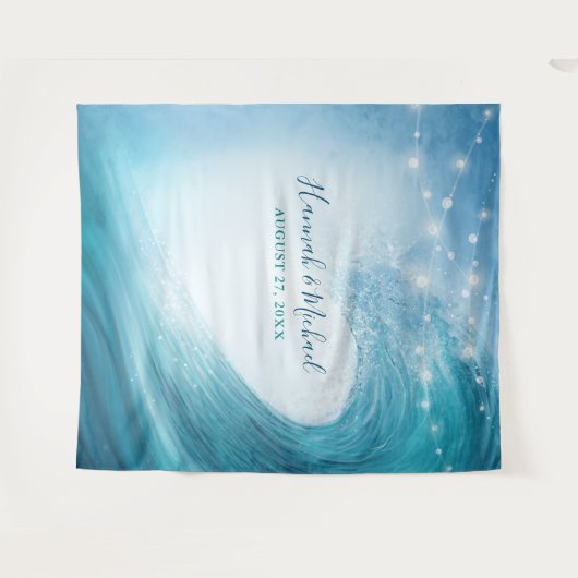 Ocean Elegant Beach Wedding Background Tapestes Wandteppich (Vorderseite (Horizontal))