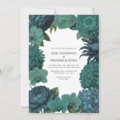 Ocean Emerald, Deep Lagoon & Tidepool Teal Wedding Einladung (Vorderseite)