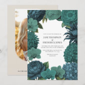 Ocean Emerald, Deep Lagoon & Tidepool Teal Wedding Einladung (Vorne/Hinten)