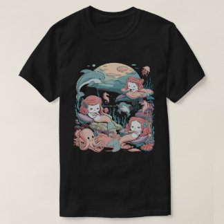 Ocean Fantasy Mermaid Grafik T-Shirt
