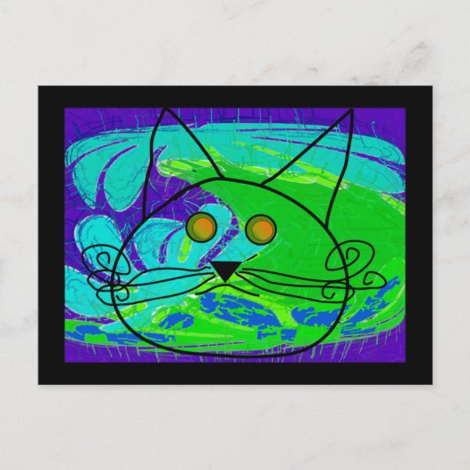 Ocean Feed Cat Poster — Whimisical Postkarte (Vorderseite)