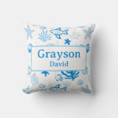 Ocean Fish Individuelle Name Kinderzimmer Boys Roo Kissen (Vorderseite)