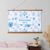 Ocean Fish Individuelle Name Kinderzimmer Boys Roo Wandteppich Mit Holzrahmen (Schlafzimmer)