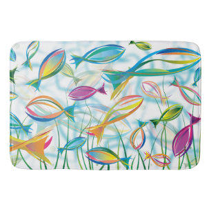 Ocean Fish Schwimmen Blau Moderne Illustration Badematte
