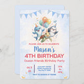Ocean Friends Birthday Einladung (Vorne/Hinten)