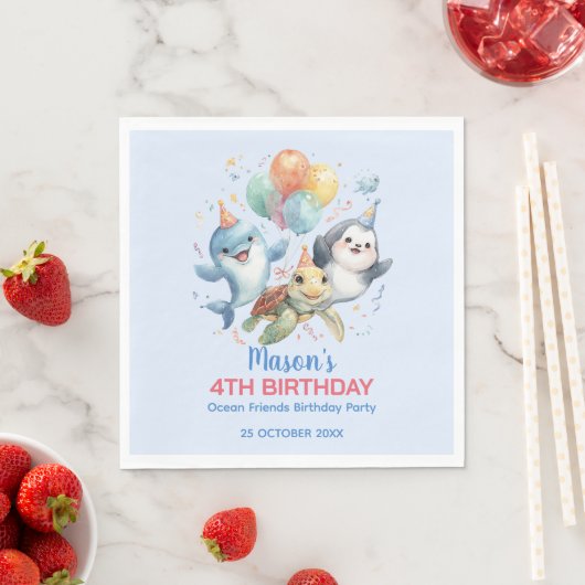 Ocean Friends Birthday Paper Napkin Serviette (Beispiel)