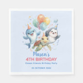 Ocean Friends Birthday Paper Napkin Serviette (Vorderseite)
