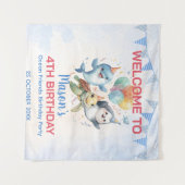 Ocean Friends Birthday Tapestry Wandteppich (Vorderseite (Horizontal))