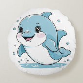 Ocean Friends Cute Sea Creatures Dolphin  Rundes Kissen (Vorderseite)