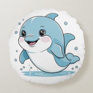 Ocean Friends Cute Sea Creatures Dolphin  Rundes Kissen