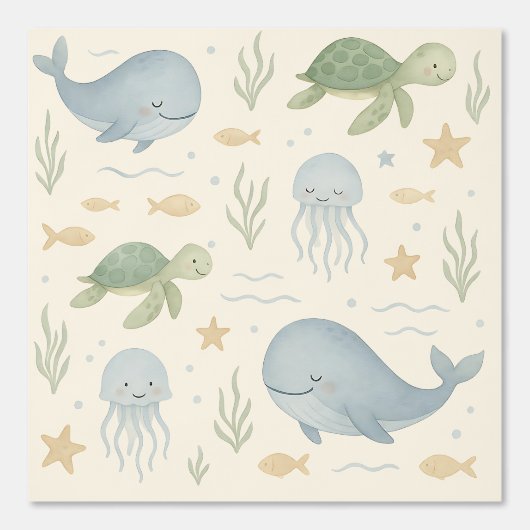 "Ocean Friends Kinderzimmer Wallpaper" - Wale, Tapete (Vorderseite)