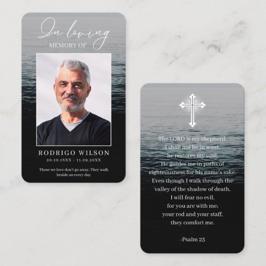 Ocean Funeral Memorial Prayer Photo Cards Visitenkarte (Vorne/Hinten)