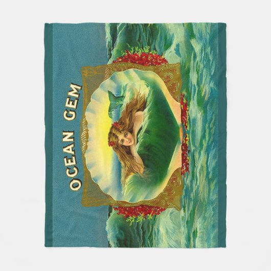 Ocean Gem mermaid Zigarrenlabel Fleecedecke (Vorderseite)