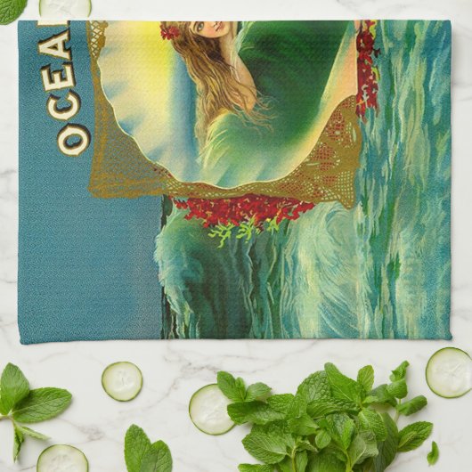 Ocean Gem mermaid Zigarrenlabel Geschirrtuch (Gefaltet)