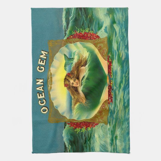 Ocean Gem mermaid Zigarrenlabel Geschirrtuch (Vertikal)