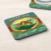 Ocean Gem mermaid Zigarrenlabel Getränkeuntersetzer (Linke Seite)