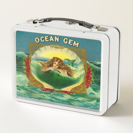 Ocean Gem mermaid Zigarrenlabel Metall Brotdose (Rückseite)