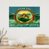 Ocean Gem mermaid Zigarrenlabel Poster (Küche)