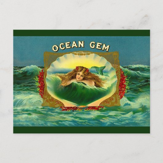 Ocean Gem mermaid Zigarrenlabel Postkarte (Vorderseite)