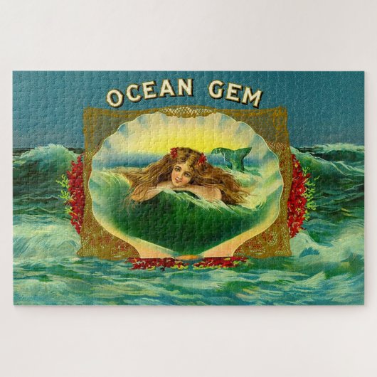 Ocean Gem mermaid Zigarrenlabel Puzzle (Horizontal)