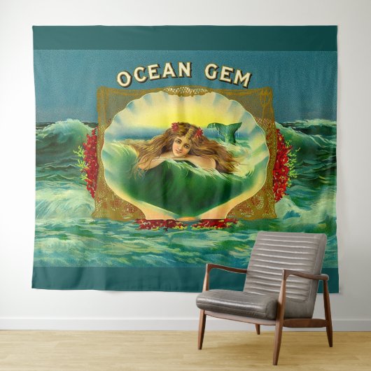 Ocean Gem mermaid Zigarrenlabel Wandteppich (Beispiel (Horizontal))