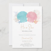Ocean Gender Reveal He or She Baby Shower laden Einladung (Vorderseite)