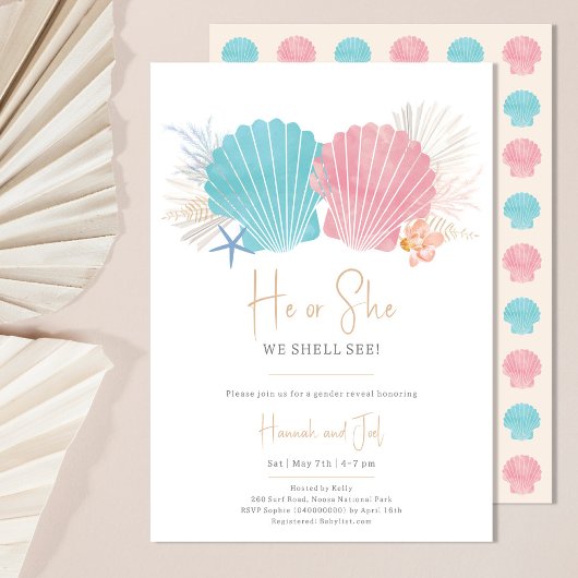 Ocean Gender Reveal He or She Baby Shower laden Einladung
