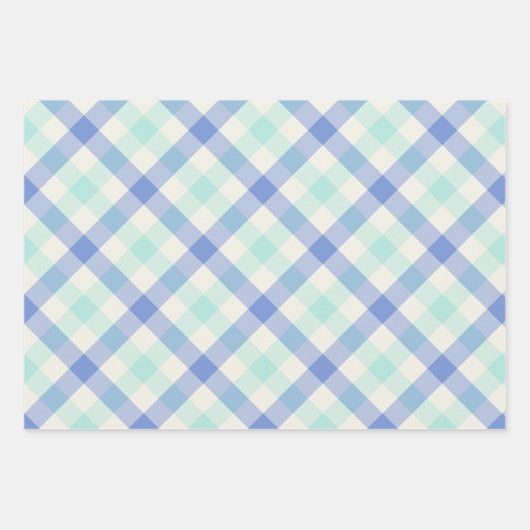 Ocean Gingham Geschenkpapier Set (Vorderseite)
