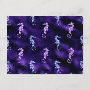 Ocean Glamour Colorful Sea Horse Pattern Postkarte