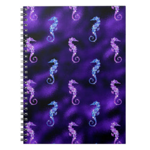 Ocean Glamour Purple Foil & Glitter Seahorses Notizblock