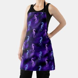 Ocean Glamour Purple Foil & Glitter Seahorses Schürze