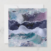 Ocean Glittery Agate Glam Aquamarin Foil 60. Gebur Einladung (Rückseite)