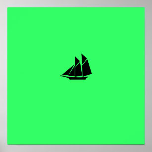Ocean Glow_Black-on-green Clipper Poster