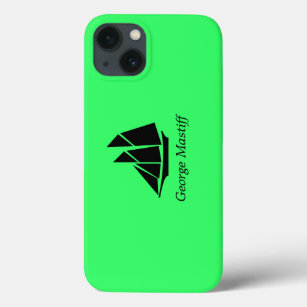 Ocean Glow_Black-on-Green Clipper Ship_personalize iPhone 13 Hülle