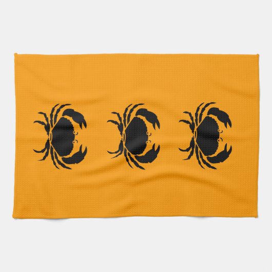 Ocean Glow_Black on Orange Crab Handtuch (Horizontal)